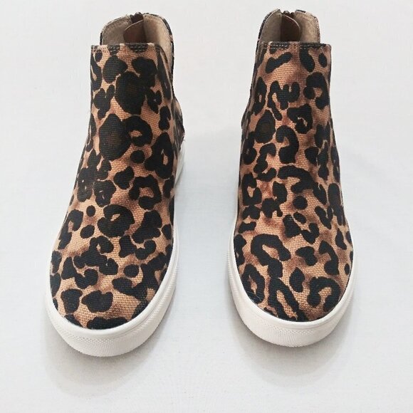STEVE MADDEN Claud Leopard Print Back Zip Bootie High Top Wedge Sneaker Sz 5 NEW - Picture 6 of 12